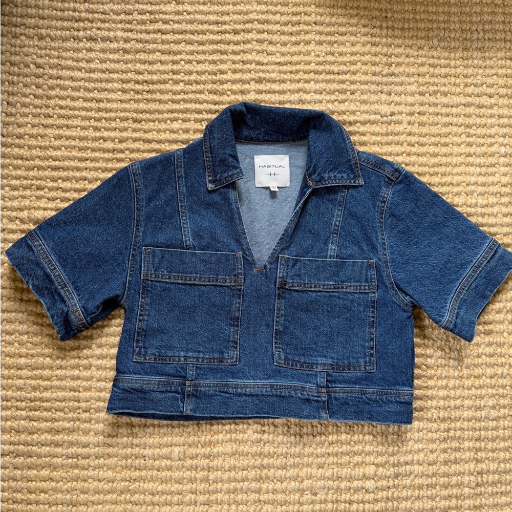 Boxy Crop Denim Shirt